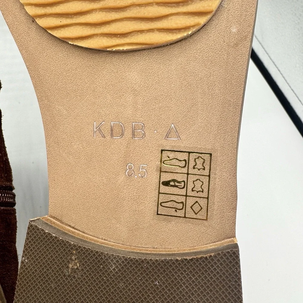 Kelsi Dagger Boots Size 8.5 Women's Suede Upper‎ Ruched Brown Booties west-EUC!